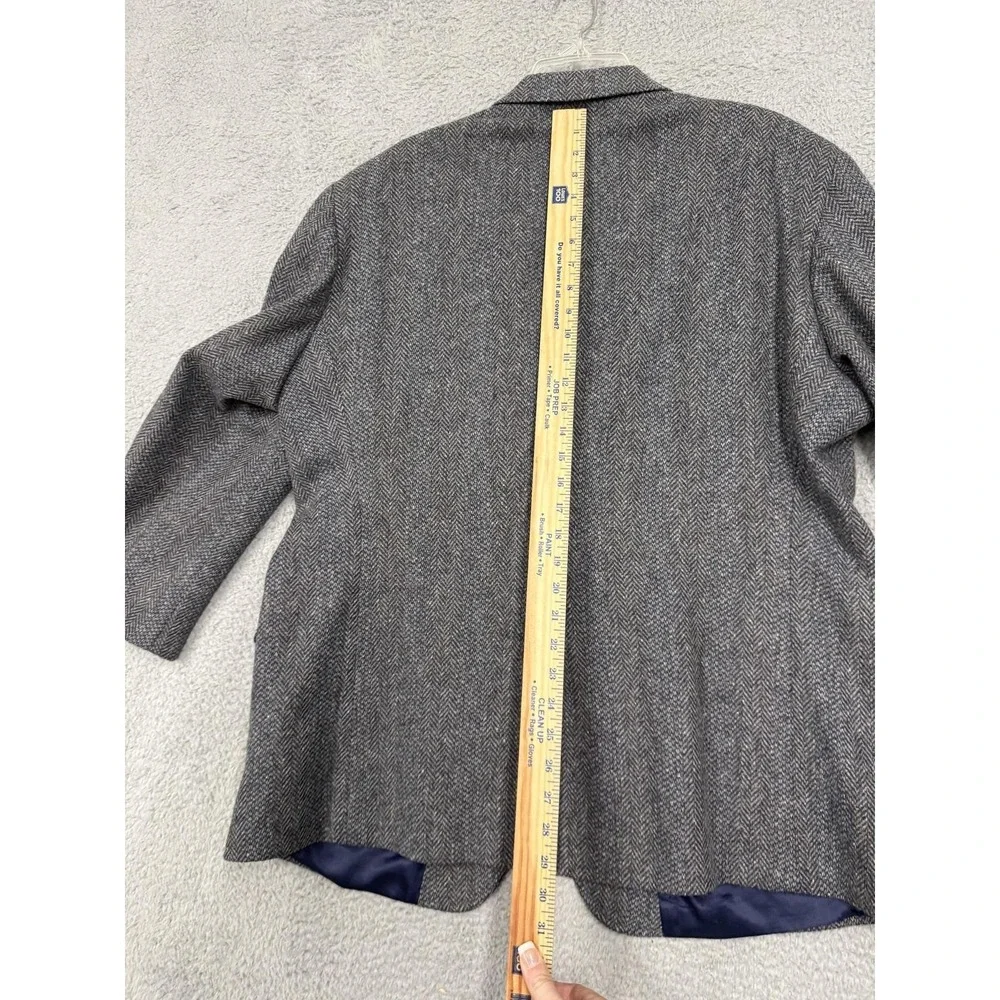 Vintage Savile Row Blazer Mens 48 Gray Wool Herringbone‎ Tweed Sport Coat